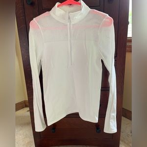 Fabletics Mesh White Running Yoga Zip Up - Size Large